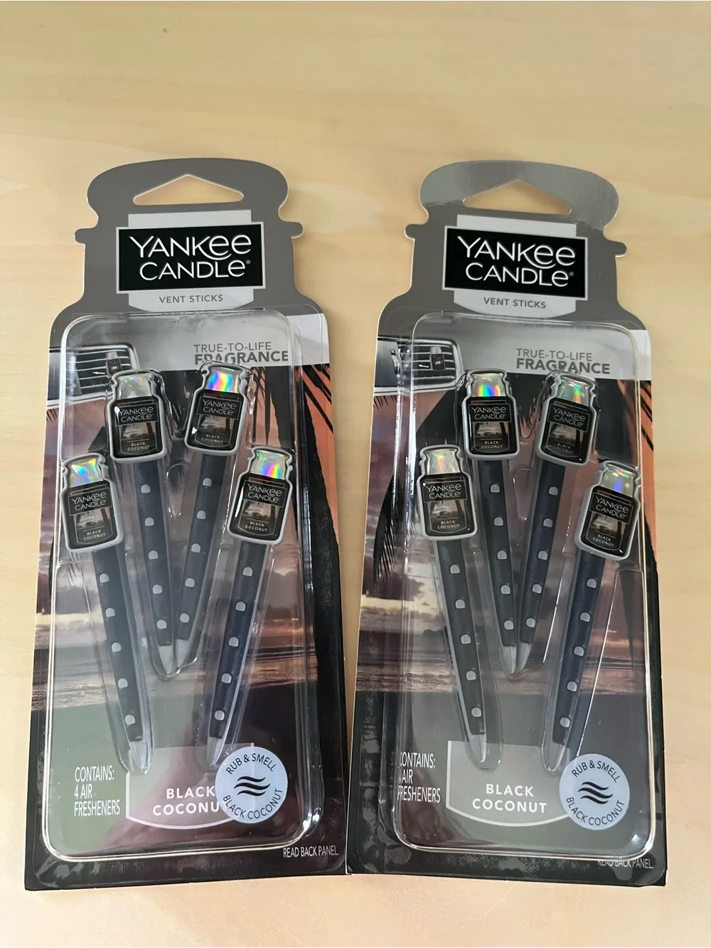 Two New Packs Yankee Candle Black Coconut Car Vent Stick Air Fresheners